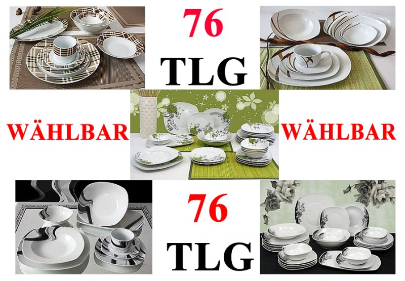 ZOHA Lotus Geschirrset 6 Personen - 24-teiliges Porzellan-Service In Weiß