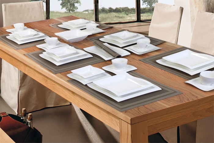 Porzellan 26 38 tlg Tafelservice Eckig Teller Set Geschirr 6 Personen